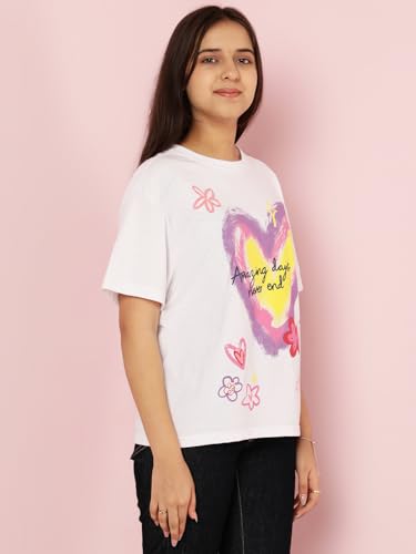 Image of Li'l Tomatoes Girls Crop T-Shirt | 100% Cotton | Graphic Printed Casual Top | Soft & Breathable Summer Wear | 9-16 Years