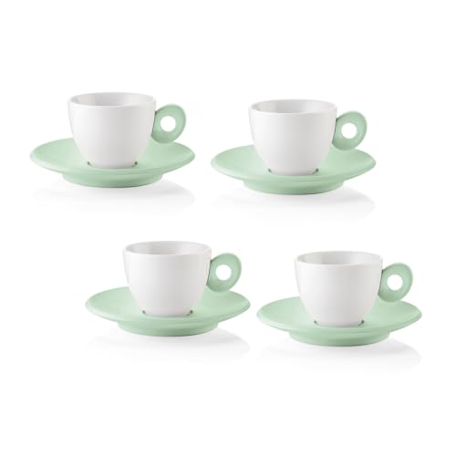 Guzzini - EVERYDAY Set med 4 kaffekoppar med fat - Mauve grön - 081701243