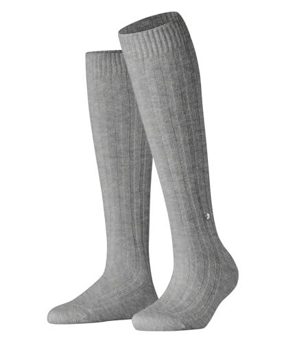 Burlington Damen Kniestrümpfe Soft Rib W Kh Alpaka Wolle lang einfarbig 1 Paar, Grau Light Heather 3223, 39-42 Burlington Damen Kniestrümpfe Soft Rib W Kh Alpaka Wolle lang einfarbig 1 Paar, Grau Light Heather 3223, 39-42