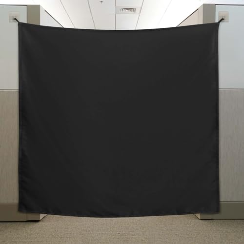 Pinkunn 40 x 48 Inch Office Cubicle Curtain with Stainless Steel Self Adhesive Hook Portable Privacy Door Partition Room Office Divider(Black)