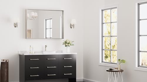 Image of Keonjinn 40x30 Inch Brushed Nickel Bathroom Mirror for Over Sink, Rectangle