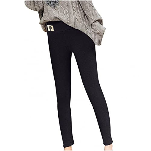 Femme Pantalons Chauds,Leggings Doublé en Polaire Thermique Pantalon d'hiver Peluche-Doublure Épais en Laine de Cachemire Leggings,Pantalon Legging Taille Haute en Laine de Velours épaisse S-5XL Cover