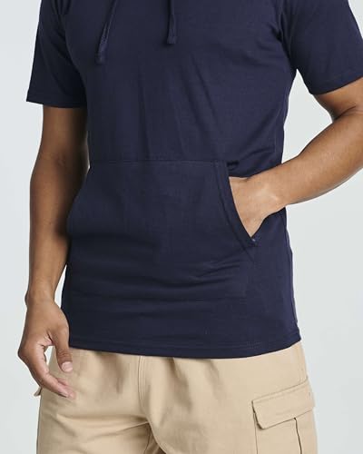 Real Essentials Men's Cotton Short-Sleeve Hoodie Hooded T-Shirt With Drawstring & Pockets (Available In Big & Tall)4