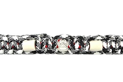 EM-Keramik-Halsband für Hunde & Katzen - Maßanfertigung EM-Band Original US-Paracord (31-40 cm, Schwarz-Weiß)