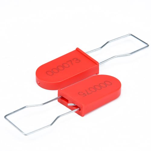 Image of Plastic Padlock Security Seals with Metal Wire Numbered Anti Tamper Tag (500, Red)