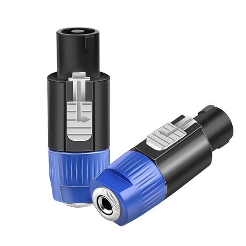 Kumiho Speakon to 1/4 Adapter Connector 2PCS NL4FC Male to 1/4 Inch TS Female Connector Jack with Twist Lock for Mixer Speaker Amplifier