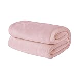 Brentfords Throws for Sofas Pink Blanket, Gifts for Women Super Soft Cosy Warm Flannel Fleece Blanket for Bed Settee Valentines Decorations Fluffy Single Bed Throw, Blush Pink - 120 x 150cm