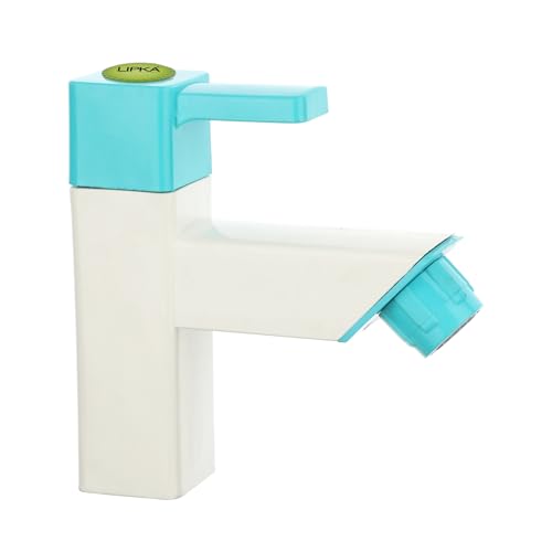 Image of LIPKA Aura Pillar Tap Faucet | PTMT Water Tap | White /Aqua Blue Color | Plastic | Polished
