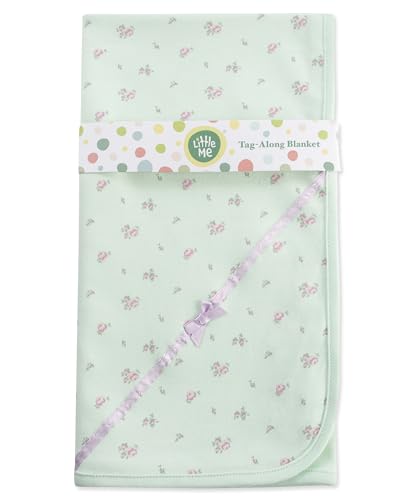 Image of Little Me Baby Girls' Green Multi Swaddling Receiving Blanket