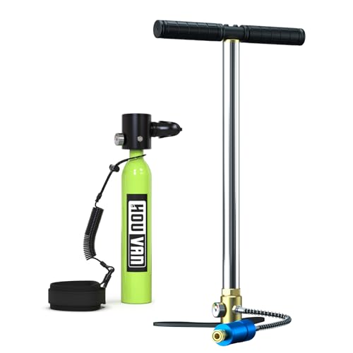 HOUVAN Mini Scuba Tank 0.5L Diving Tank with DOT Certification Up to Support 10 Minutes Underwater Breathing Reusable Backup Tanks for Underwater Shooting and Rescue Operations Operations,C-GN