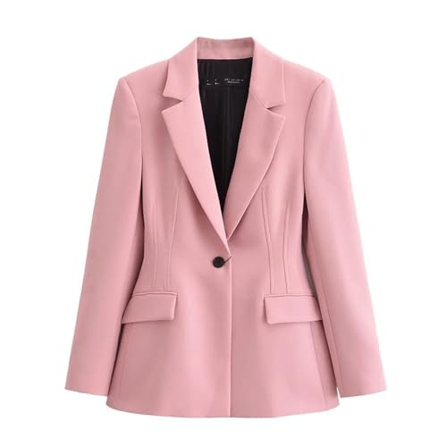 Women's Casual Solid Single Button Slim Blazer Jacket Lapel Pocket Long Sleeve Suit Coat2