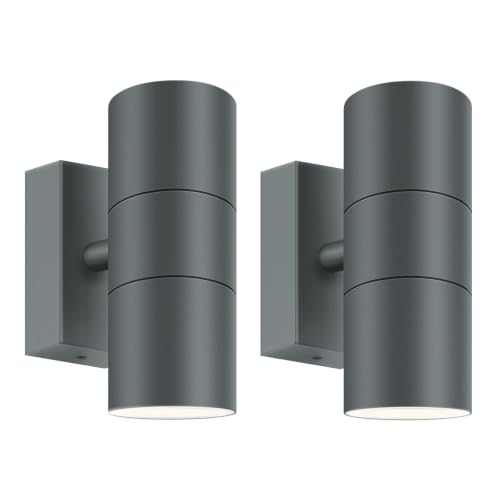 Kerry Outdoor Wall Lights, Mains Powered, IP65, Up Down, Anthracite 2 Pack