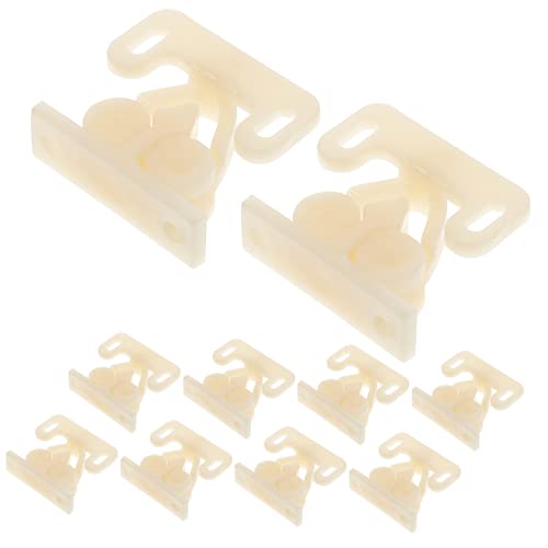 UKCOCO 10 piezas Pestillo de Bola para Muebles Gancho Dual para Puertas de Armarios Seguro y de Instalar Color Beige Accesorio para Closets y Muebles