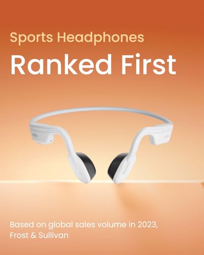 Image of SHOKZ OpenMove Bluetooth Wireless Headphones with Mic, Bone Conduction Wireless Headset with 6H Playtime, IP55 Waterproof Sports Headphones for Running, Workout, Yoga (Alpine White)