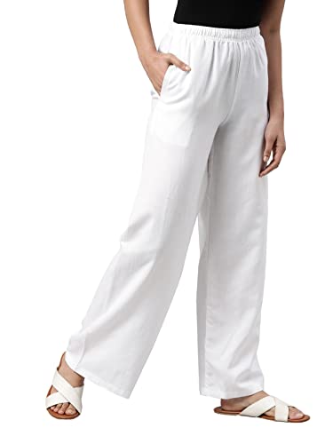 Image of GO COLORS Soft Viscose & Linen Blend Linen Palazzo Full Length for Women| Breathable, Mid Rise