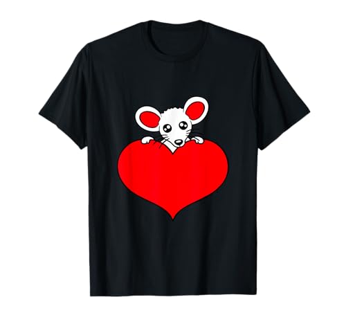 Ratón corazón amor símbolo favorito animal mascota lindo cómic divertido Camiseta