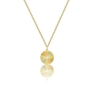 MIDEEO 14K Gold Leaf Pendant Necklaces for Women Dainty Sun Coin Choker Medallion Moon Star Necklace Minimalist Jewelry