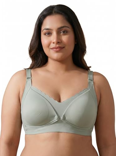 Image of ELEG & STILANCE Maternity Feeding Bra Padded Nursing Bra with Adjustable Straps Easy Baby Breastfeeding New Moms Back Hook Closure