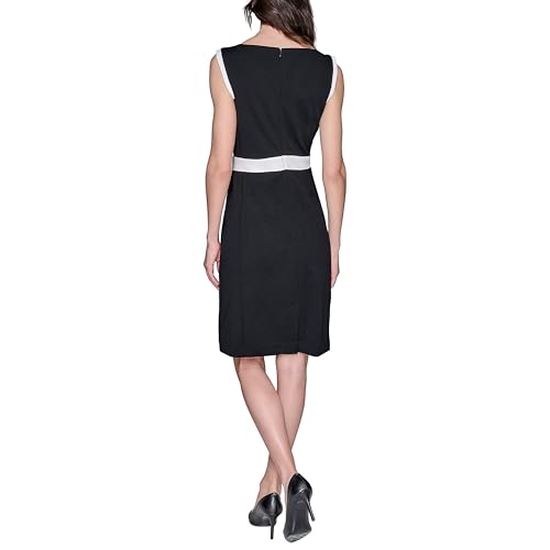 KARL LAGERFELD Women's Lined Arm Trim Scuba Crepe Sheath Dress4