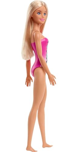 Muñeca Barbie Beach Doll con traje de baño rosa miniatura 4