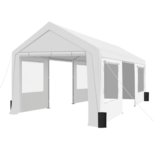 GARTOO 10' x 20' Canopy Party Tent & Carport - Heavy Duty Outdoor Wedding Gazebo with 4 Sand Bags, Event Shelter Canopy for Outdoor Event, Wedding, Birthday Party
