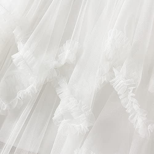 Women's Tulle Skirt Asymmetrical Pleated Elastic High Waist Layered Tutu Skirt Casual Cocktail Party A-Line Mesh Midi Skirt3