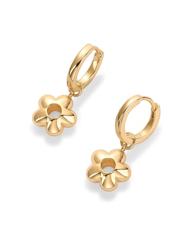 PAVOI 14K Gold Plated Sterling Silver Posts Charm Huggie Earrings for Women | Lightweight Love Heart Moon Flower Star Drop Dangle Huggie Charm Earring3