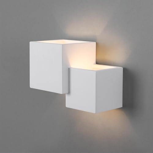 BARCELONA LED Applique Murale en Plâtre Blanc Cube 2xG9 Peignable Petite Lampe Murale Moderne Minimaliste Style Scandinave Éclairage Intérieur pour Salon...