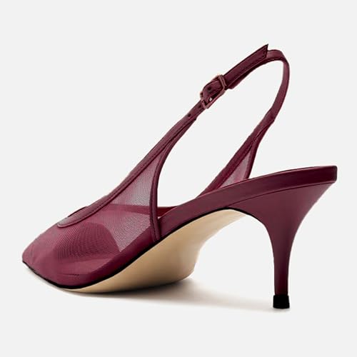 Image of Mesh Kitten Heels for Women Slingback Design with Pointed Toe Breathable and Stylish Elegant Low Heel for Comfort