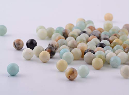 Natural Stone Beads 100pcs 6mm Amazonite Stone Round Genuine Real Stone Beading Loose Gemstone Hole Size 1mm DIY Smooth Beads for Bracelet Necklace Earrings Jewelry Making (Amazonite Green, 6mm)