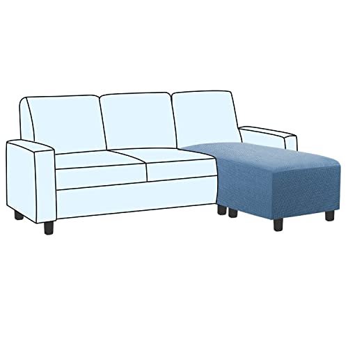 Image of H.VERSAILTEX Ottoman and Sofa Seat Cushion Combined Cover Slipcover Rectangle Sofa Slipcover Fit Length 56'-75' Suitable for L Shaped Seat Cushion Cover or Chaise Part Cover Stretch Thick - Dusty Blue