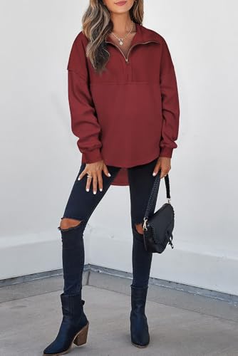 Image of SHEWIN Women Fall Sweatshirt Casual Half Zip Pullover Fall Top 2026 Clothes