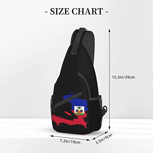 Mochila bandolera unisex estilo bandera de Haití negra miniatura 4
