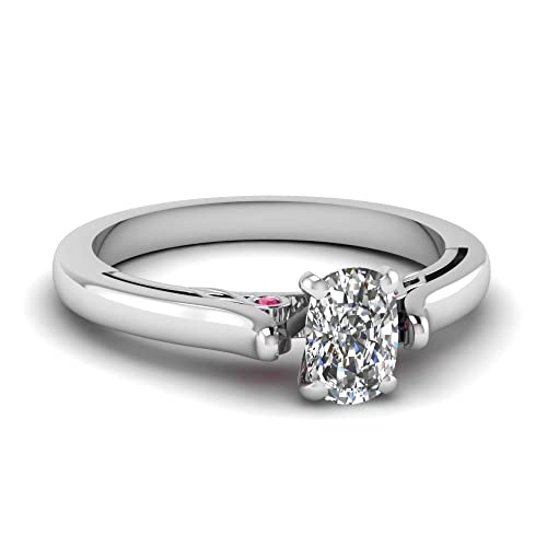 Bague de fiançailles diamant cathédrale coussin argent pierre latérale