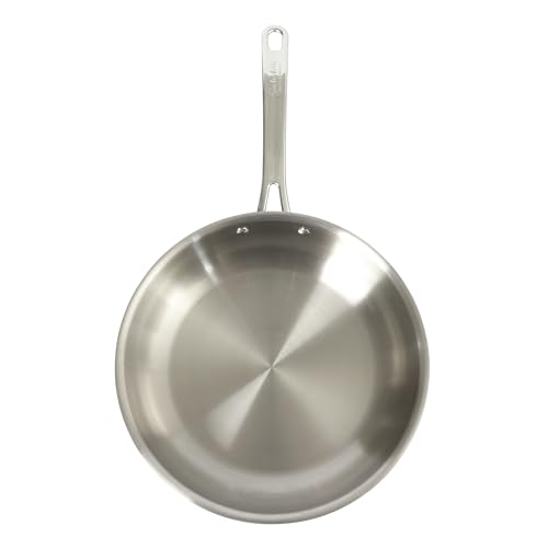 Image of Sur La Table Kitchen Essentials Chef's Deck 11-Inch Large Stainless Steel Frying Pan - Induction Ready Skillet with Tri-Ply Base, Polished Finish & Hollow Stay-Cool Handle