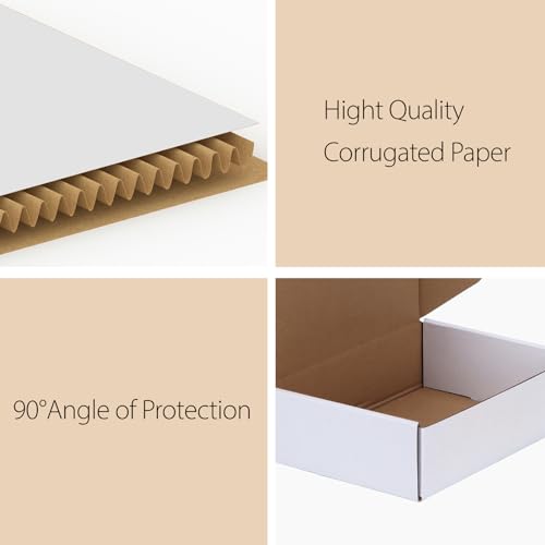 Image of RLAVBL 10 Pack 7x5x2 Small Shipping Boxes, White Corrugated Cardboard Box for Packing, Mailing, Business