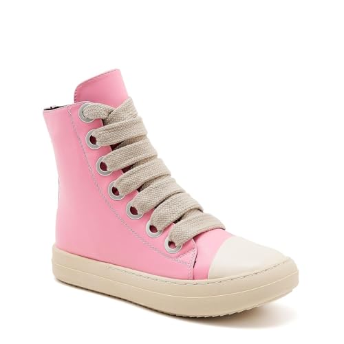 Image of Womens High Top Sneakers Jumbo Lace-up Platform Comfort Trainers Thick Soles Walking Casual Shoes