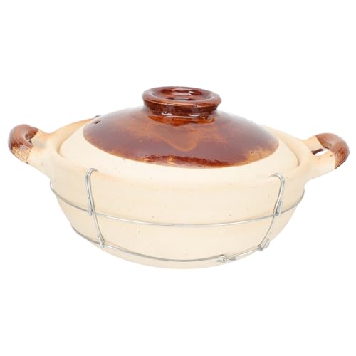 FONDOTIN Cazuela de Barro con Doble Asa para Cocina Doméstica Olla Resistente al Calor para Sopa Arroz y Guisos Material Estable y Fácil de Limpiar Olla para Estufa de Gas