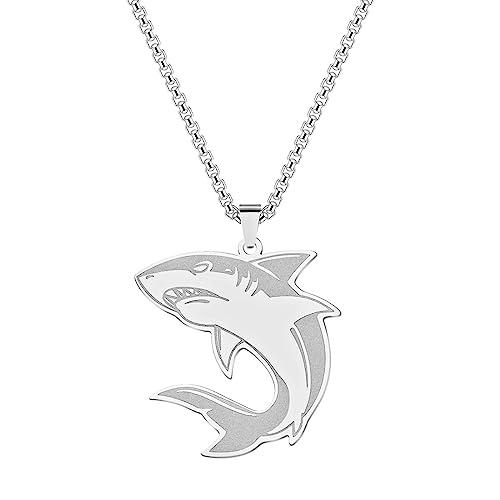 Chaîne en acier inoxydable pendentif poisson requin minimaliste