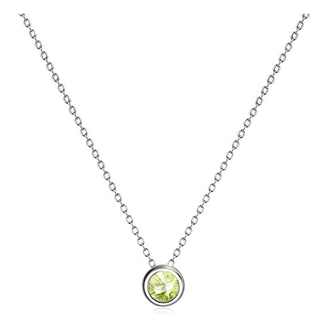 AXELUNA 925 Sterling Silver August Birthstone Simulated Peridot Necklace for Women Cover