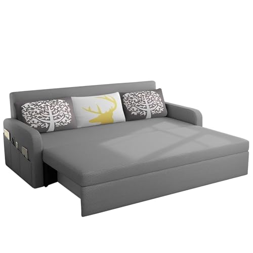 Image of Casaliving Leymour 3 Seater Sofa Cum Bed for Living Room (Dark Grey Colour Fabric) Premium Fabric Sofa