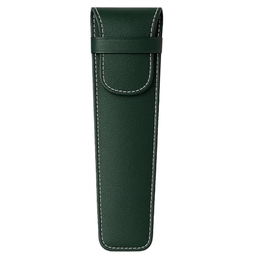 Space Home - Porta Abanico con Solapa - Funda de Abanico de Piel - Estuche Protector de Abanico - Bolsa Protectora - Estuche de Cuero para Pequeños Objetos - Verde
