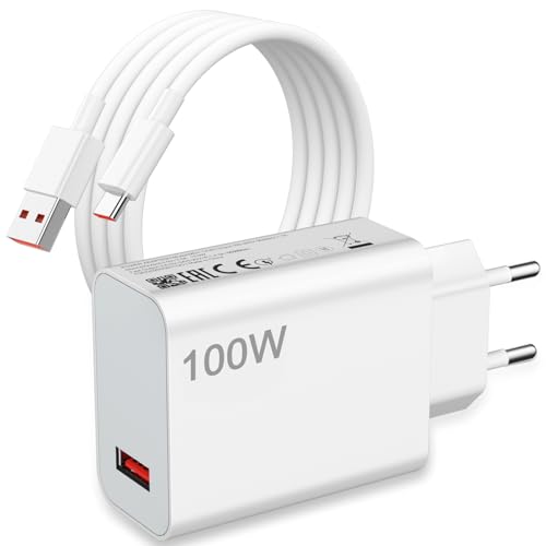 ASKUBSKU Cargador 100W y Cable USB C para Xiaomi Poco F8 Pro F8 Ultra Mi 17 Pro MAX 5G, Rapida Carga Adaptador de Cargador y 1 Metro Cable Tipo C 6A para Mi Redmi Note 15 Pro+ K90-Pro MAX Pad
