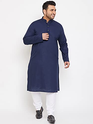 Image of VASTRAMAY Men's Cotton Blend Regular Fit Casual Plain Regular Plus Kurta