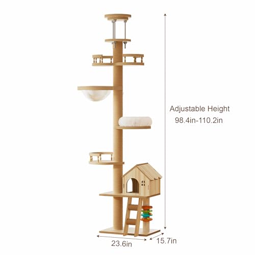 Clyrava Modern Tower Cat Torre para Gatos con Poste para Rascar Cubierto de Sisal y Hamaca de Acrílico para Interior, Madera, 59 pulgadas miniatura 2
