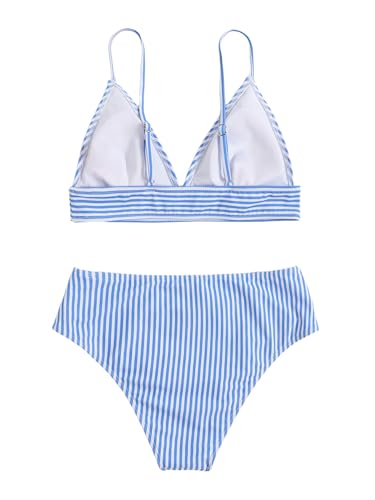 Verdusa Women's Striped High Waist Bikini Sets Swimsuit 2 Piece Bathing Suits2