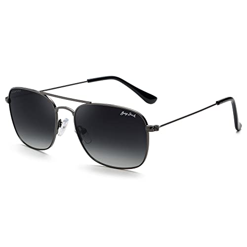 Image of grey jack Square Polarized Sunglasses,Retro Classic Style Full Rim Metal Frame for Men Women Small Size 1650
