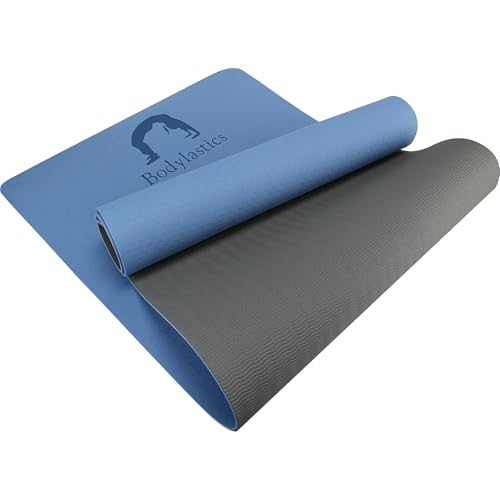 Image of Bodylastics Yoga Mat for Men and Women with Carry Bag TPE 6ft x 2ft x 6mm Large Size Anti Slip & Anti Tear Workout Mat