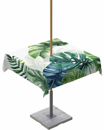 Watercolor Monstera Leaves Tablecloth
