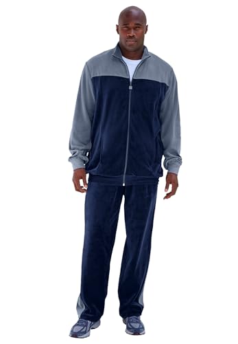 KingSize Men's Big & Tall Colorblock Velour Tracksuit
